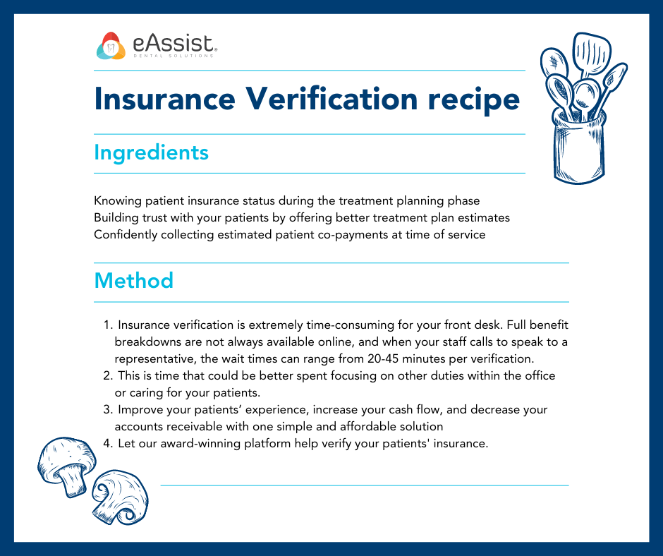 dental billing outsourcing insurance verification recipe eAssist